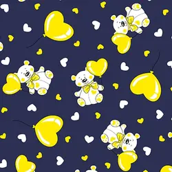 پارچه ملحفه طرح خرسی کد 1918 سرمه ای زرد