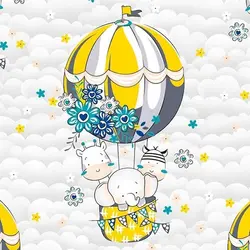 پارچه ملحفه طرح بالن کد 0180 طوسی زرد