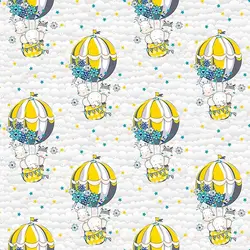 پارچه ملحفه طرح بالن کد 0180 طوسی زرد