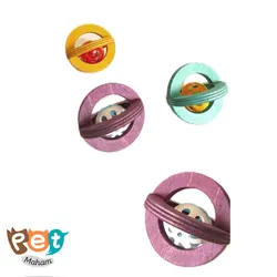 اسباب بازی پرنده مدل توپ چوبی زنگوله دار