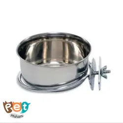 ظرف اب و غذای استیل پرنده مناسب برای قفس و کیف حمل
