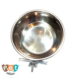 ظرف اب و غذای استیل پرنده مناسب برای قفس و کیف حمل