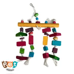 اسباب بازی پرنده مدل اسباب بازی چوبی آویز دار آویز کوشا با رنگ خوراکی مناسب انواع پرنده کد 946