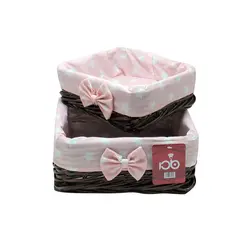 سبد نان و سبزی حصیری داخل پارچه ای چهارگوش2سایز