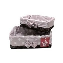 سبد نان و سبزی حصیری داخل پارچه ای مستطیل2سایز