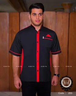 لباس آشپزی مدل شاهین مشکی با خرج کار قرمز