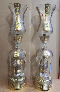 شمعدان لاله متوسط تراش چک اکلیل طلایی