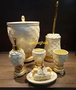 سرویس 6 پارچه رزین مدل اطلس رنگ کرم طلا - تیمچه کالا