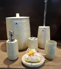 سرویس بهداشتی 6 پارچه رزین ( مدل پرستو شنی - تیمچه کالا