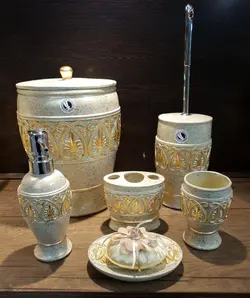 سرویس بهداشتی 6 پارچه رزین مدل زاله کرم شنی - تیمچه کالا