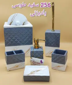 سرویس بهداشتی رزین 6 پارچه 256 سفید طوسی باد بزنی