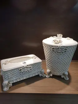 سطل و جا دستمال رزین مدل نازگل (استخوانی) - تیمچه کالا