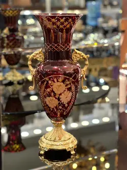 گلدان کاپ کریستال با پایه برنجی