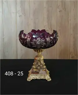 میوه خوری کریستال دو پوست با پایه برنجی