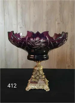 میوه خوری کریستال دو پوست با پایه برنجی