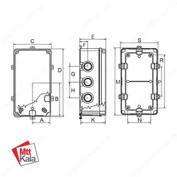 جعبه تقسیم 24000 پارسا با درب مات ABS سایز 80*130*240