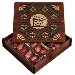 گز کرمانی 38 درصد مغز پسته لقمه جعبه چوبی - 330 گرم