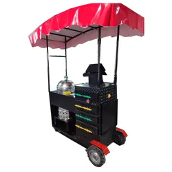 مشخصات و خرید دستگاه بلال تنوری 4 کشو چسبیده به ذرت مکزیکی فلزی همراه با چتر | آی فودز