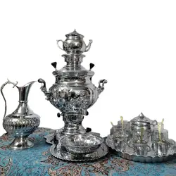 سماور گازی 6 لیتری 4 تکه مدل آینه عدسی