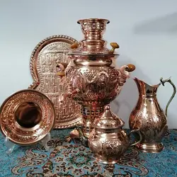 سرویس سماور زغالی مسی (کل تصویر)