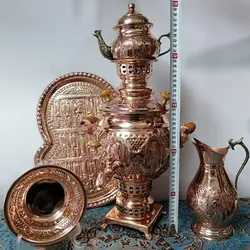 سرویس سماور زغالی مسی (کل تصویر)