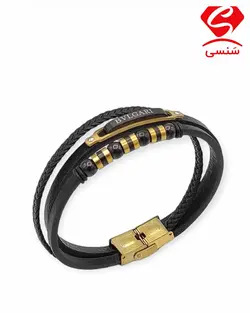 دستبند چرم و استیل کد53