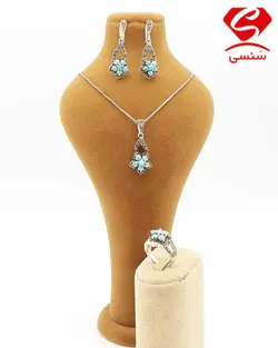 ست فیروزه طرح گل