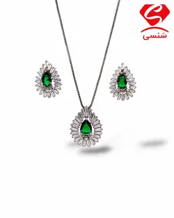 نیم ست زمرد مدل اشک