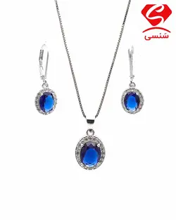 نیم ست نقره یاقوت کبود