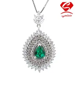 زنجیر آویز نقره زمرد