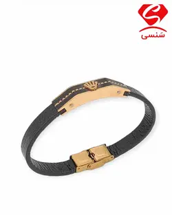دستبند چرم و استیل کد09