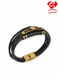 دستبند چرم و استیل کد021