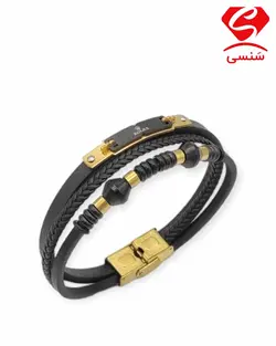 دستبند چرم و استیل کد010