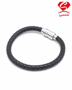 دستبند چرم و استیل مون بلان کد 55