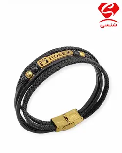 دستبند چرم و استیل کد50