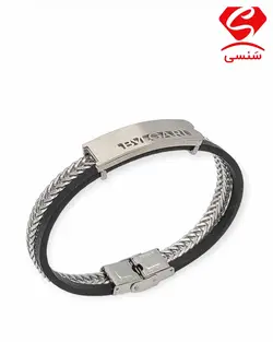 دستبند چرم و استیل کد49