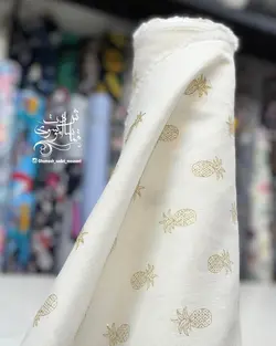 پارچه لینن طلاکوب طرح آناناس