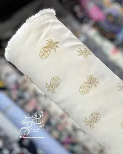 پارچه لینن طلاکوب طرح آناناس