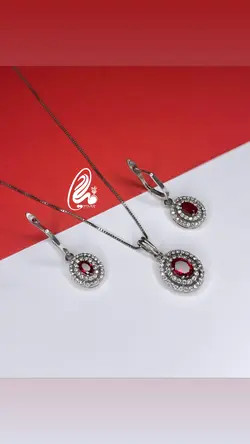 نیمست جواهری نقره یاقوت سرخ کد NS48961