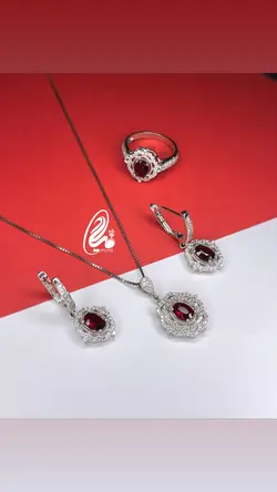 نیمست جواهری نقره یاقوت سرخ کد NS60852