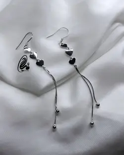 گوشواره قلب آویز نقره کد Q27857