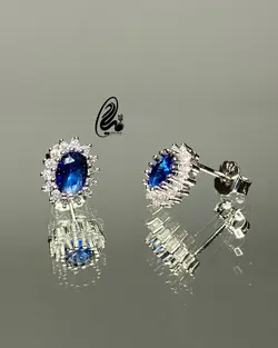 گوشواره نقره جواهری یاقوت کد Q75432