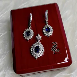 نیم ست نقره یاقوت کبود کد NS8805