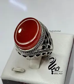 انگشتر مردانه عقیق سرخ یمنی کد M40231