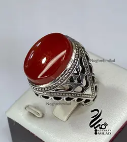 انگشتر مردانه عقیق سرخ یمنی کد M40231