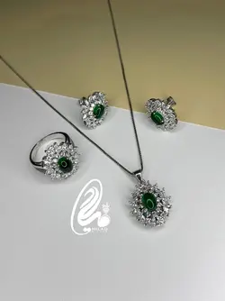 نیمست نقره گارنت سبز کد NS8584