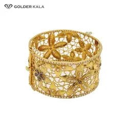 دستبند طلا پهن طرح گل مدل 2000