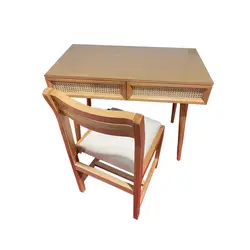 میز تحریر با درب کشو حصیری به همراه صندلی ست