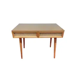 میز تحریر با درب کشو حصیری به همراه صندلی ست