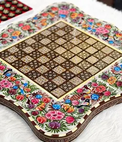 تخته نرد خاتم گل و مرغ لبه دالبری
